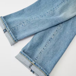 Jeans de Mezclilla Elásticos Clásicos Personalizados ShanLai/ Jeans para Hombre con Botones Metálicos Antiguos de Corte Ajustado - Product Image 4