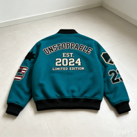 Veste de sport personnalisée bleu sarcelle pour homme, veste universitaire avec patchs en chenille brodés, entièrement en laine, style streetwear, veste bomber, fabricant OEM