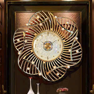 87*87cm mới sang trọng bầu không khí vỏ đồng hồ treo tường sáng tạo phòng khách đồng hồ ánh sáng sang trọng hiện đại cảm giác cao treo tường đồng hồ - Product Image 3