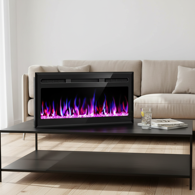 Cost-effective Electric Fireplace 1500W with Crystal & Log Set Decorative Living Room Heater