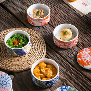 Couvercle de bol multicouche en céramique de style japonais Petite vaisselle pour cuire à la vapeur des œufs Sauce à la crème pour le ragoût de dessert pour la table à manger de la cuisine - Product Image 1