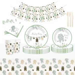 DAMAI - Vajilla Desechable para Fiesta de Revelación de Género de Bebé, Platos y Servilletas de Papel con Diseño de Equipo de Niño, Decoraciones para Baby Shower para 8 Invitados - Product Image 1