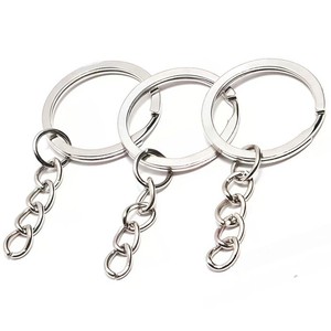 Llavero redondo de acero inoxidable de 30 mm con anillo plano y cadena de cinco eslabones, ligero, de metal, para llaves y accesorios. - Product Image 4