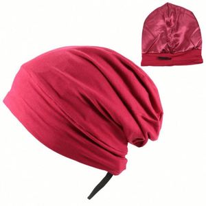 Europe American Satin Puller <b>Bonnets</b> Slouch Custom logo Adjustable Elastic Beanie Head Designer <b>Bonnets</b> - Product Image 4
