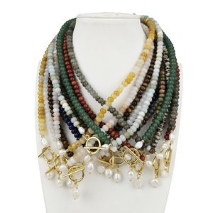 Collar de cuentas de piedras preciosas de 4*6MM, Ojo de Tigre, lapislázuli de Jade amarillo, bonito collar con colgante de perlas reales como regalo, collar de bloqueo OT - Product Image 6