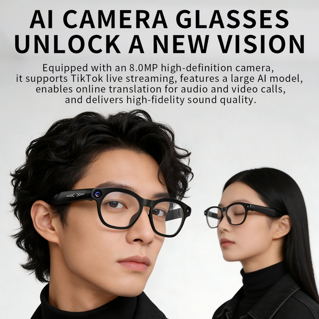 2026 NEW Custom Logo Sunglasses  AI Smart Sunglasses 8MP HD Camera 1080P Video Recording Camera Glasses ai sunglasses