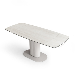 Mesa de Comedor Extensible de Estilo Nórdico de Lujo Ligero con Tapa de Piedra Sinterizada Blanca <span class=keywords><strong>para</strong></span> <span class=keywords><strong>4</strong></span> a 6 <span class=keywords><strong>Personas</strong></span> - Product Image 2