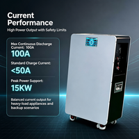 Batería de Pared LiFePO4 de 51.2V 100Ah 5.12kWh con Pantalla Táctil, BMS de 100A, Descarga, WiFi, APP, RS485, CAN, Almacenamiento Solar, UPS, Respaldo