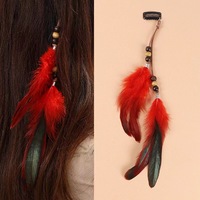 Pince d'extension de cheveux tribale tressée à pompon coiffe de bohème faite à la main à plumes bon marché à la mode vente en gros