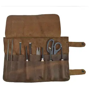 Wholesale Genuine Leather Hair Scissors Hairdressing Barber Bag Professional Portable Barber Tool