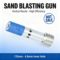 Buse de sablage Venturi ultra-mini 135 mm, trou intérieur 6,4 mm, revêtement intérieur en carbure de tungstène, usinage CNC, aluminium, caoutchouc bleu