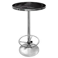 Table de bar industrielle moderne ronde chromée, personnalisable, avec piétement en métal et plateau en acrylique, vente en gros