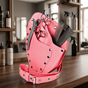 Étui à outils de barbier en cuir noir avec pochette pour ciseaux, peignes et tondeuse, pour ensemble d'outils de coiffure - Product Image 2