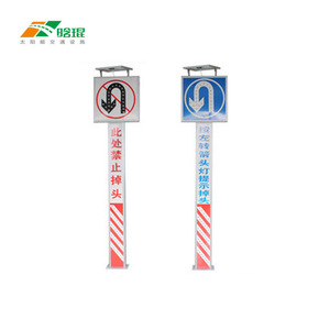 เสาเตือนจราจรพลังงานแสงอาทิตย์ Q235 แบบสะท้อนแสงพร้อมไฟ LED กระพริบ ติดตั้งบนพื้นดิน - Product Image 2