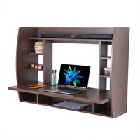 Bureau d'ordinateur convertible mural avec surface en bois, meuble gain de place pour la maison