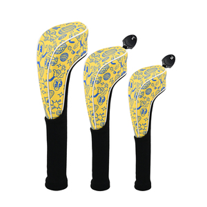 ปลอกคลุมหัวไม้กอล์ฟลายพิมพ์ ปลอกคลุมไดรเวอร์ ไม้แฟร์เวย์ ไม้ไฮบริด พัตเตอร์ ปลอกคลุมหัวไม้ PU พร้อมผ้าถัก - Product Image 3