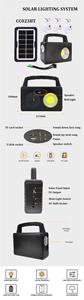 Système d'éclairage solaire multifonctionnel pour l'intérieur, avec panneau solaire de 3 watts, radio FM, chargeur de téléphone portable, pour une utilisation en jardin - Product Image 5