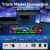 Teclado Mecánico para Juegos Zornher ZH980 Tri-Modo Starry Sky, Iluminación RGB Programable, Inalámbrico para Deportes Electrónicos, Oficina