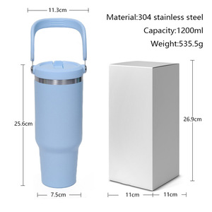 Stainless Steel Tumbler 40oz <b>Insulated</b> With Handle Travel <b>Mug</b> For Outdoor Use - Product Image 4