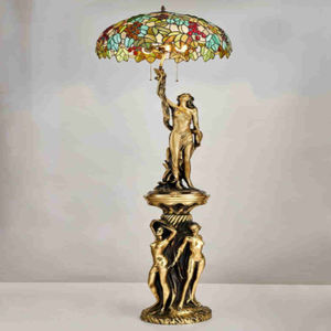 Lampe sur pied Tiffany LED européenne avec vitrail de style méditerranéen pour hôtel et chambre à coucher - Product Image 5