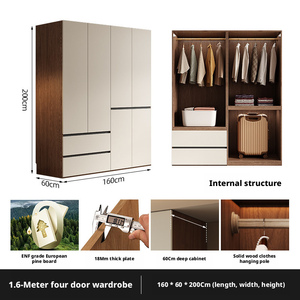 Armadio Combinato Moderno Semplice ed Economico per Camera da Letto e Appartamento con Vano Superiore per Stoccaggio - Product Image 3