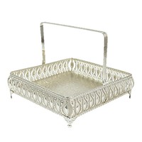 Plateau carré en métal électroplaqué de luxe pour fruits, plateau de rangement, décoration américaine, table basse, mariages/fêtes