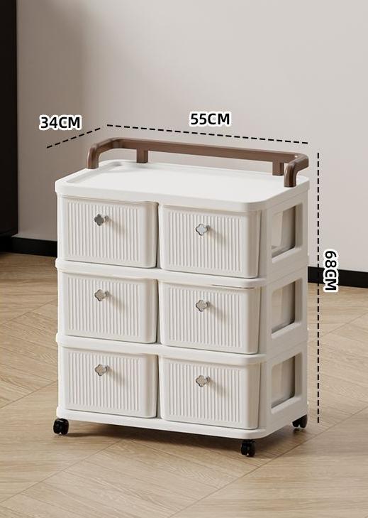 Double drawer cabinet-3 layers beige gray