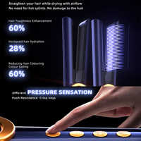 Sèche-cheveux et lisseur LED haute vitesse 2-en-1 avec revêtement céramique, tension universelle pour usage domestique, extérieur, camping-car et hôtel