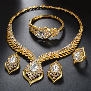 Dubai <b>Bridal</b> Ethnic 14K Gold Plated Crystal Zircon <b>Jewelry</b> <b>Set</b> for Women-Wedding & Party Occasions - Product Image 5