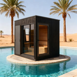 ساونا خشبية داخلية وخارجية بتصميم عصري جميل مع دش وموقد بالأشعة تحت الحمراء للاستخدام الخارجي - Product Image 3