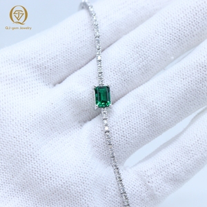 Bracelet tennis en or 10 carats avec diamants de laboratoire, 7 pouces, 1,5 mm, chaînes tennis en or blanc 10 carats avec émeraudes de Zambie - Product Image 4