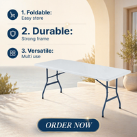 Table de salle à manger et de réception robuste de 6 pieds, pliable, légère, facile à ranger, pour l'extérieur, prix direct usine