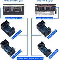 Adaptateur PCIe 8 broches 6 broches à 180 degrés, connecteur en U pour carte graphique, câble d'alimentation GPU de bureau à profil bas