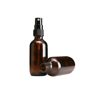 Custom 60ml 120ml 4oz 2oz Amber Clear Black Frosted Boston Round Cosmetic Glass Spray Bottle With Mist 1 2 4 oz 60 120 ml