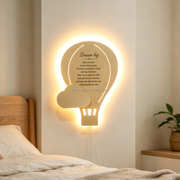 Lampe murale LED en forme de montgolfière pour chambre à coucher, lumière de nuit USB, décoration d'intérieur, lampe en bois pour enfants