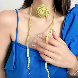 غزل مضفر يدوي الصنع للنساء زهرة رومانسية حساسة Corsages بولكا التعادل بيان قلادة قلادة قلادة - Product Image 3