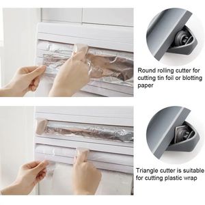 Wholesale 4 in 1 Paper Hanger Cling Film Storage Rack, <b>Roll</b> <b>Holder</b> Cutter Wall Mounted Plastic <b>Kitchen</b> Towel Foil Dispenser - Product Image 2
