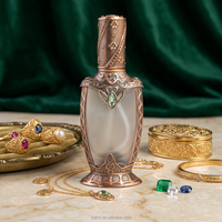 Flacon de parfum vintage en verre émaillé mat de style arabe avec diffuseur à bâtonnets, style Dubaï et égyptien, rechargeable, vaporisateur à pompe 40 ml, forme plate