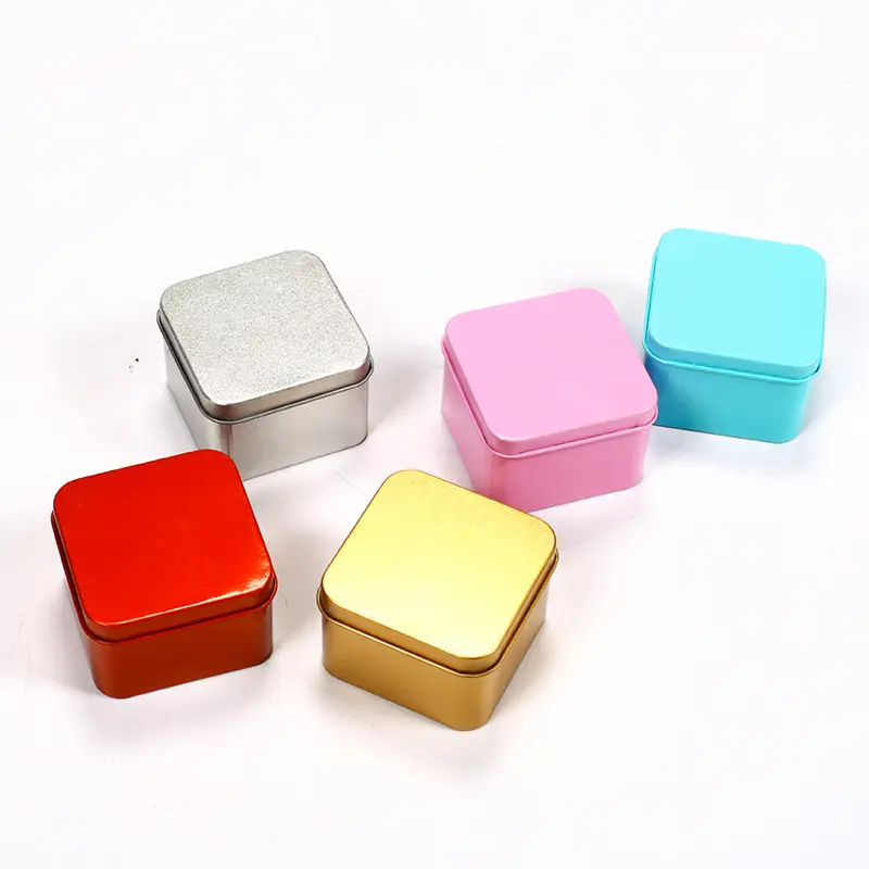 6.5*6.5*4.5cm Atacado Square Tea Container Tin Gift Box Embalagem Metal Tin Box para Cookies doces