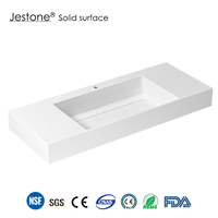 Nuevo Lavabo Moderno de Superficie Sólida con Drenaje Oculto - Salida Invisible, Estilo Minimalista, Fácil de Limpiar para Baño y Hospital
