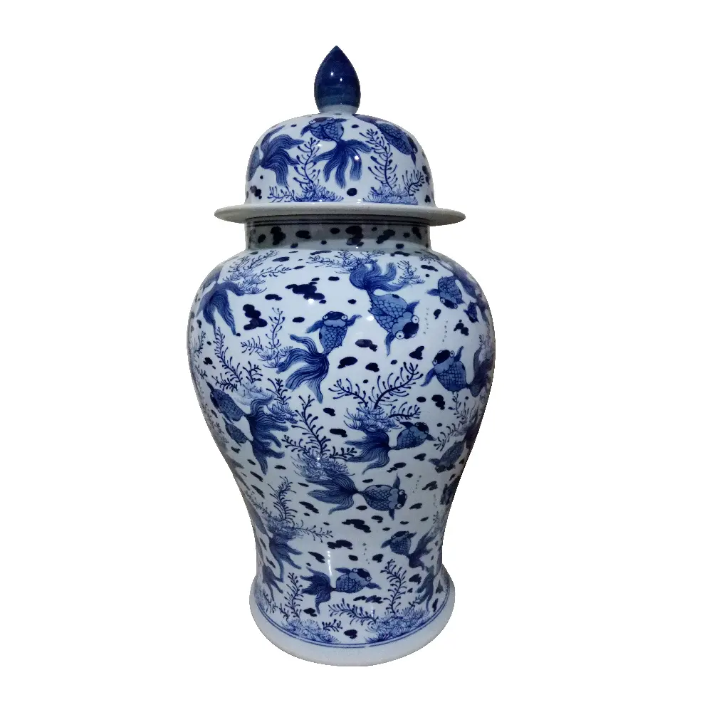 Custom Made Hand Painting Blue and White Porcelain Ginger Jars