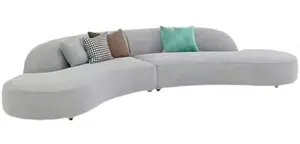 Teddy kumaş kavisli kombinasyonu tüm ahşap yapısı sıcak satış modern tasarım bej kanepe
