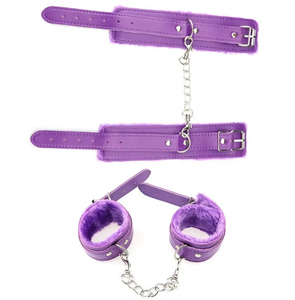 Équipement de bondage BDSS SM, menottes en cuir sexy noir, rouge et violet avec chaîne de retenue, imperméables et écologiques - Product Image 2