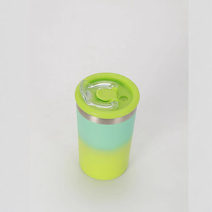 Straight Body Insulated Tumbler With Straw For Kids Travel Use 3 Sizes Gradient Color Design Portable Drink Cup - Product Image 4