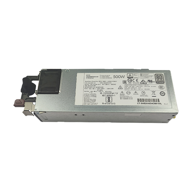 HPE POWER SUPPLY 500W INPUT 100-240V 5.8-2.8A 50-60HZ 80 PLUS PLATINUM 94% EFFICIENCY HOT PLUG (865398-001)