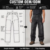 Pantalon de travail personnalisé en toile de canard épaisse, à double genouillère, style charpentier, tactique, pour le skate, en sergé, type cargo