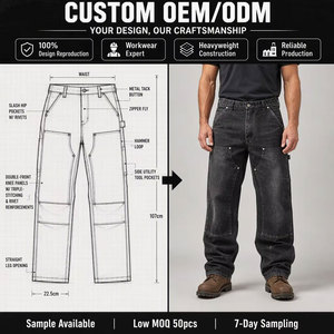 <span class=keywords><strong>Pantalon</strong></span> de travail personnalisé en toile de canard épaisse, à <span class=keywords><strong>double</strong></span> genouillère, style charpentier, tactique, pour le skate, en sergé, type cargo - Product Image 3