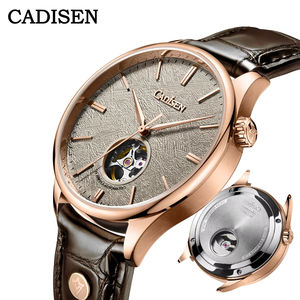 Montre pour homme <span class=keywords><strong>Cadisen</strong></span>, mouvement Miyota, squelette, mécanique manuelle, décontractée, bracelet en cuir, saphir, étanche 5ATM - Product Image 1
