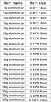 Rundes Metall-Aluminium-Dosenglas 15 ml 30 ml 50 ml 60 ml 100 ml 120 ml 150 ml 200 ml 250 ml Kosmetisches Aluminium-Kerzenglas
