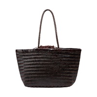 Sac à main en cuir véritable avec doublure en coton tissé style dragon, sac panier vintage français grande capacité, sac à bandoulière pour femme